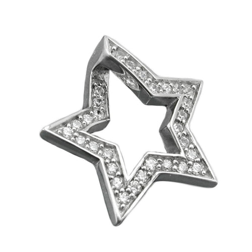 Vedhæng 20 mm stjerne med zirkonia rhodiumbelagt sølv 925