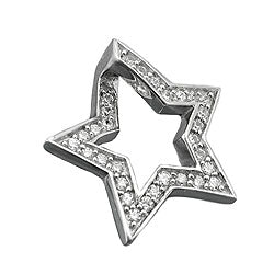 Vedhæng 20 mm stjerne med zirkonia rhodiumbelagt sølv 925