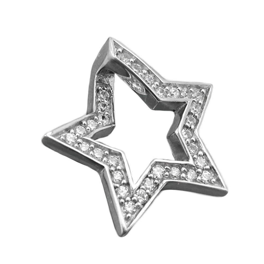 Vedhæng 20 mm stjerne med zirkonia rhodiumbelagt sølv 925