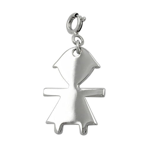 Vedhæng 20x14mm Charm Girl Skinnende Rhodium Sølv 925