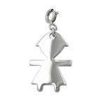 Vedhæng 20x14mm Charm Girl Skinnende Rhodium Sølv 925