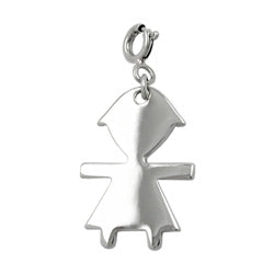 Vedhæng 20x14mm Charm Girl Skinnende Rhodium Sølv 925