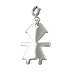 Vedhæng 20x14mm Charm Girl Skinnende Rhodium Sølv 925