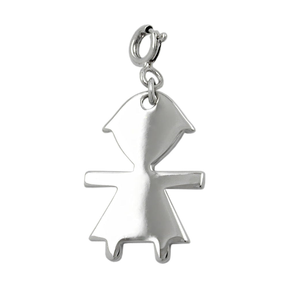 Vedhæng 20x14mm Charm Girl Skinnende Rhodium Sølv 925