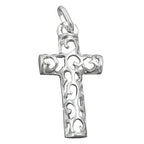 Pendler 28x14mm Korsfiligran Åbent Værk Skinnende Sølv 925