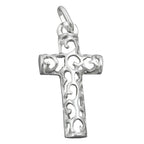 Pendler 28x14mm Korsfiligran Åbent Værk Skinnende Sølv 925
