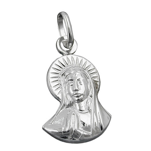 Vedhæng 16x11mm Mary Praying Skinnende Sølv 925