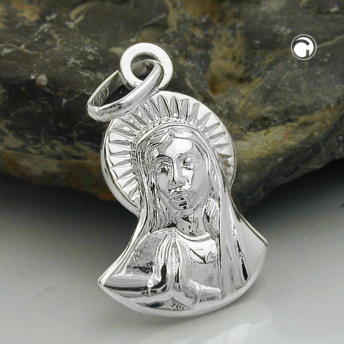 Vedhæng 16x11mm Mary Praying Skinnende Sølv 925