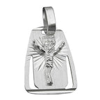 Vedhæng 18x13mm plade med Jesus mat blank diamant sølv 925