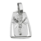 Vedhæng 18x13mm plade med Jesus mat blank diamant sølv 925