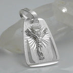 Vedhæng 18x13mm plade med Jesus mat blank diamant sølv 925