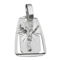 Vedhæng 18x13mm plade med Jesus mat blank diamant sølv 925