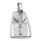 Vedhæng 18x13mm plade med Jesus mat blank diamant sølv 925