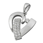 Vedhæng 19x17mm hjerte med mange kubiske zirkoniaer Matt skinnende rhodium belagt sølv 925