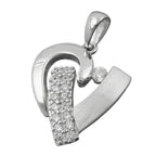 Vedhæng 19x17mm hjerte med mange kubiske zirkoniaer Matt skinnende rhodium belagt sølv 925
