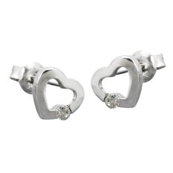 Ørestikker 7x8mm hjerte med zirkonia Shiny Silver 925