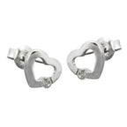 Ørestikker 7x8mm hjerte med zirkonia Shiny Silver 925