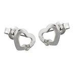 Ørestikker 7x8mm hjerte med zirkonia Shiny Silver 925