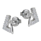 Ørestikker 12x7mm trekant med mange kubiske zirkoniaer rhodiumbelagt sølv 925