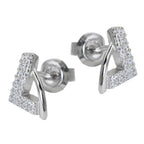 Ørestikker 12x7mm trekant med mange kubiske zirkoniaer rhodiumbelagt sølv 925