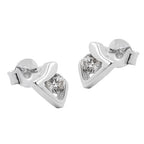 Ørestikker 7x5mm trekantet skinnende med zirkonia sølv 925