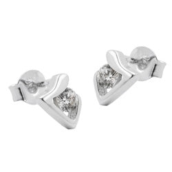 Ørestikker 7x5mm trekantet skinnende med zirkonia sølv 925