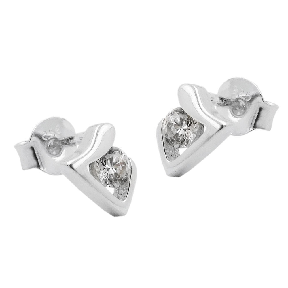 Ørestikker 7x5mm trekantet skinnende med zirkonia sølv 925