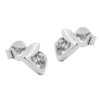 Ørestikker 7x5mm trekantet skinnende med zirkonia sølv 925