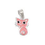 Vedhæng 11x8mm Cat Pink Sort Lakeret Sølv 925