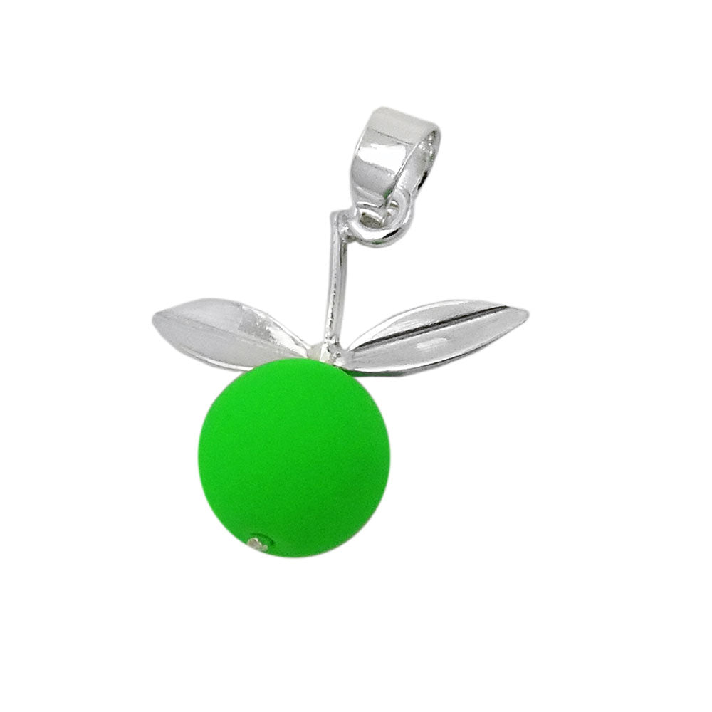 Vedhæng 16x17mm Apple Fluorescerende Grøn Sølv 925