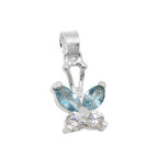 Vedhæng 11x9mm Butterfly Cubic Zirconia White og syntetisk akvamarin sølv 925