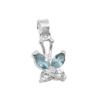 Vedhæng 11x9mm Butterfly Cubic Zirconia White og syntetisk akvamarin sølv 925