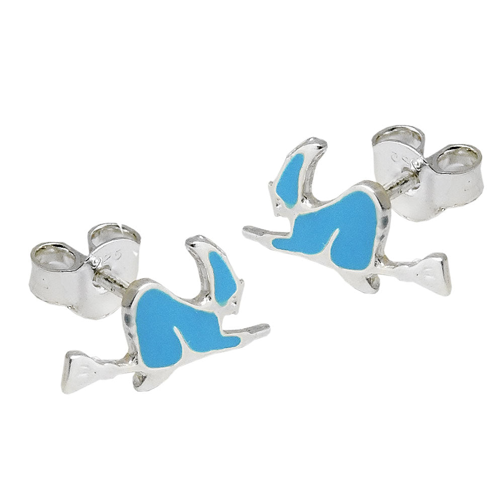 Ørestikker 6x12mm børneørering Witch Blå-Emaljeret Sølv 925