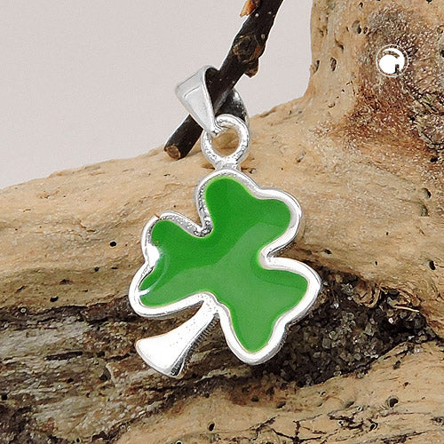 Vedhæng 12x10mm Shamrock Green Emaljeret Sølv 925