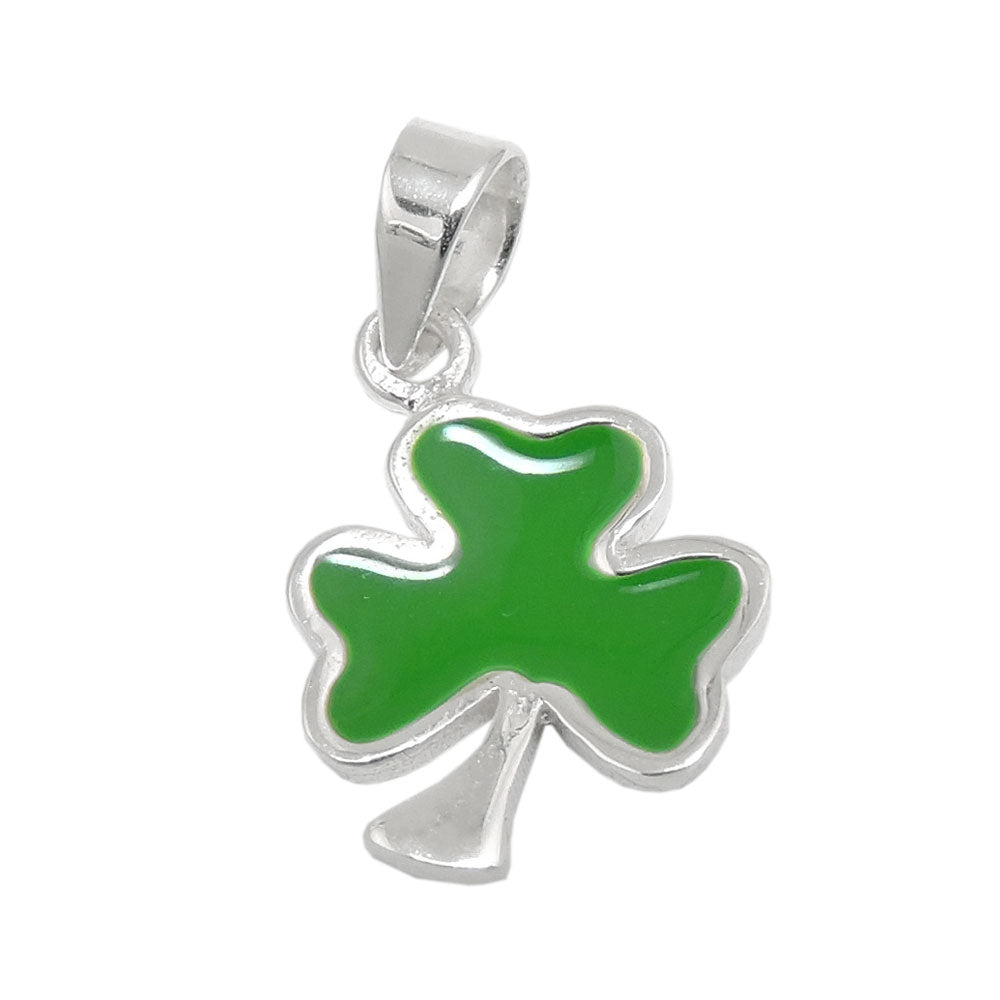 Vedhæng 12x10mm Shamrock Green Emaljeret Sølv 925