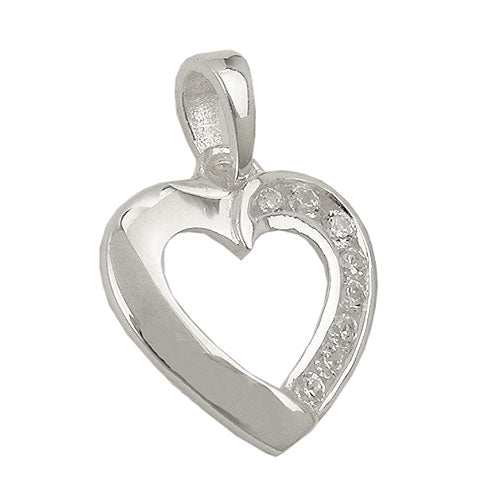 Vedhæng 14x14mm hjerte med zirkoniaer skinnende sølv 925