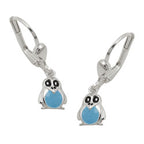 Leverback øreringe Øreringe 22x6mm Penguin Lyseblå Lakeret Sølv 925