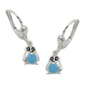 Leverback øreringe Øreringe 22x6mm Penguin Lyseblå Lakeret Sølv 925