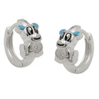 Hoop-øreringe 12x2mm hængsel Hunde Lyseblå Lakeret med Cubic Zirconia Sølv 925
