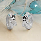 Hoop-øreringe 12x2mm hængsel Hunde Lyseblå Lakeret med Cubic Zirconia Sølv 925