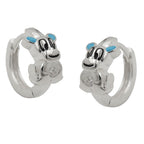 Hoop-øreringe 12x2mm hængsel Hunde Lyseblå Lakeret med Cubic Zirconia Sølv 925