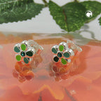 Ørestikker 6,5mm børneørering Blomstergrøn Lakeret Sølv 925