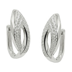 Ramme 26x11mm Hængselblad Zirkonia Rhodium belagt Sølv 925