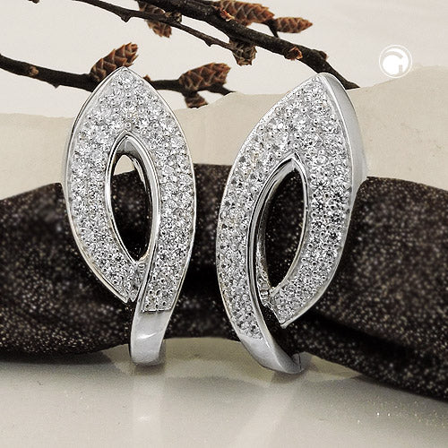 Ramme 26x11mm Hængselblad Zirkonia Rhodium belagt Sølv 925