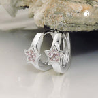 Ramme 12x2mm hængselstjerne med kubiske zirkoniaer Pink Sølv 925