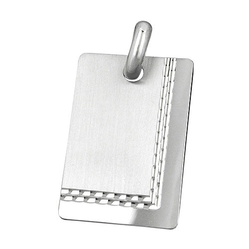 vedhæng, graveringsplade mat blank diamant, sølv 925