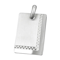 vedhæng, graveringsplade mat blank diamant, sølv 925