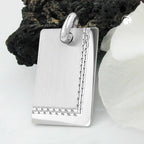 vedhæng, graveringsplade mat blank diamant, sølv 925