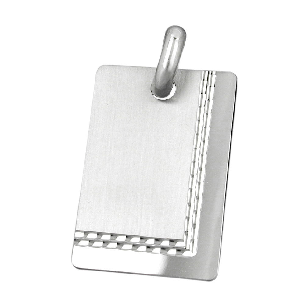 vedhæng, graveringsplade mat blank diamant, sølv 925
