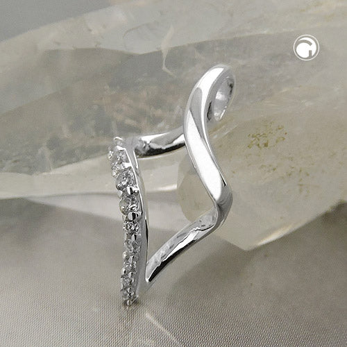 Hængende 20x10mm rombe med kubiske zirkonier sølv 925